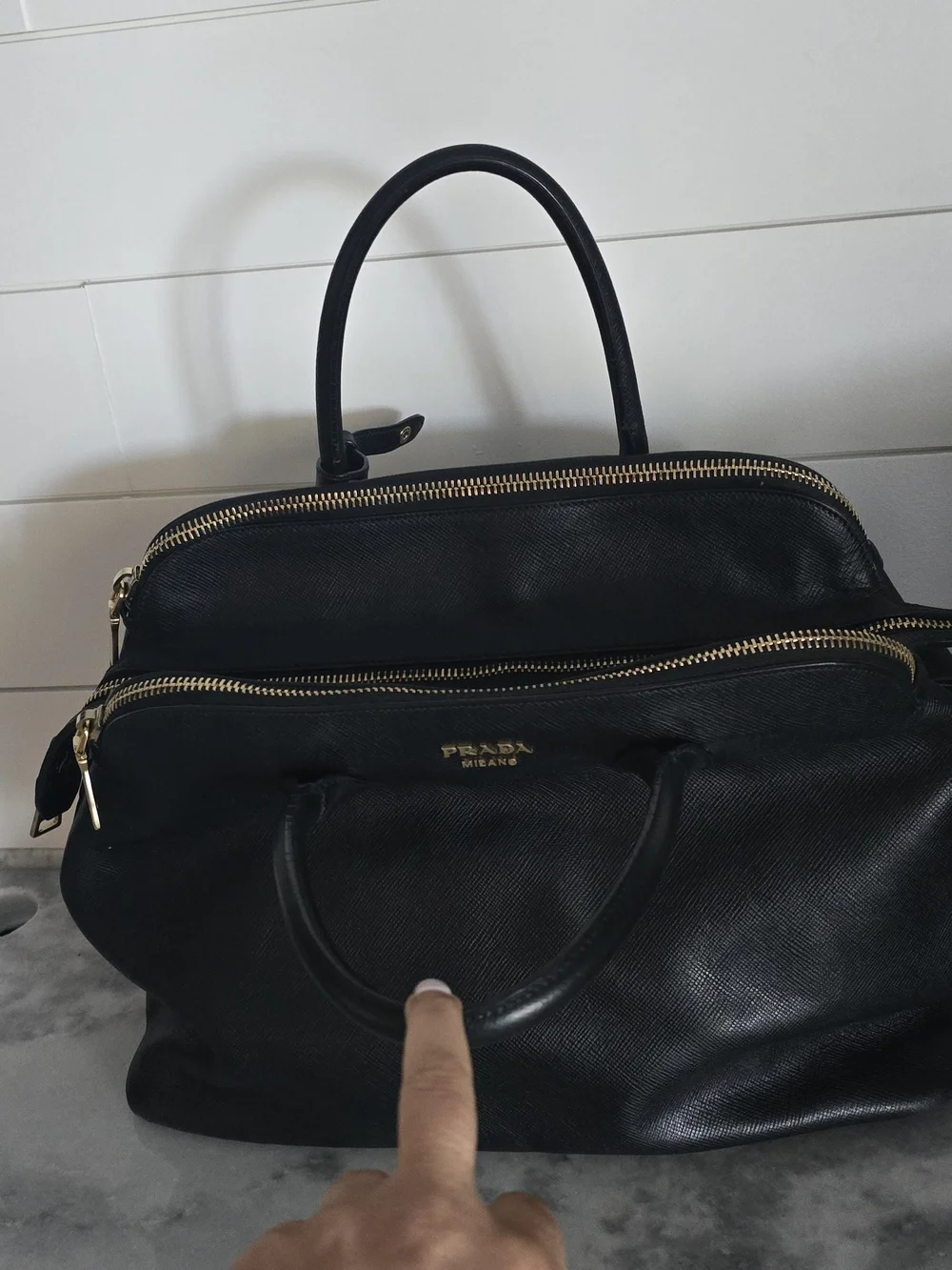 Prada Milano Black Saffiano Leather Dome Satchel with Dust Bag - Picture 8 of 15